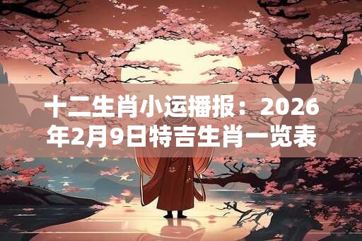 十二生肖小运播报：2026年2月9日特吉生肖一览表