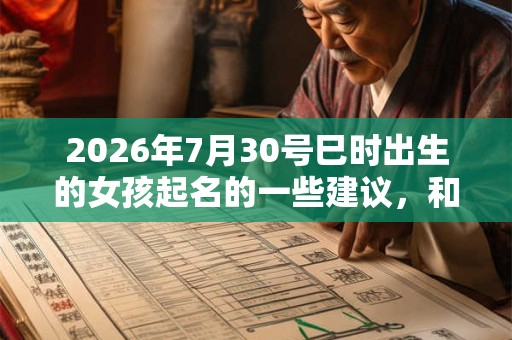 2026年7月30号巳时出生的女孩起名的一些建议，和五行八字！