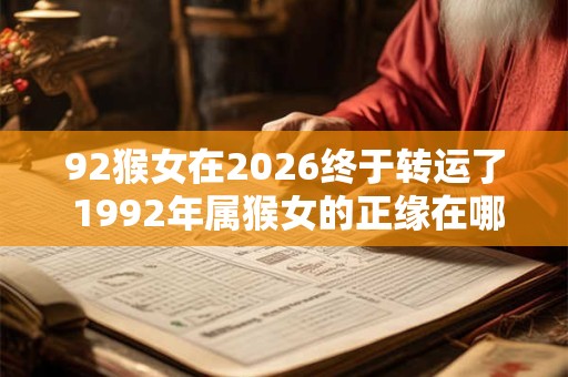 92猴女在2026终于转运了 1992年属猴女的正缘在哪年