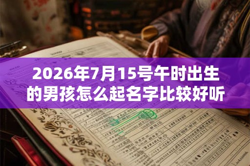 2026年7月15号午时出生的男孩怎么起名字比较好听