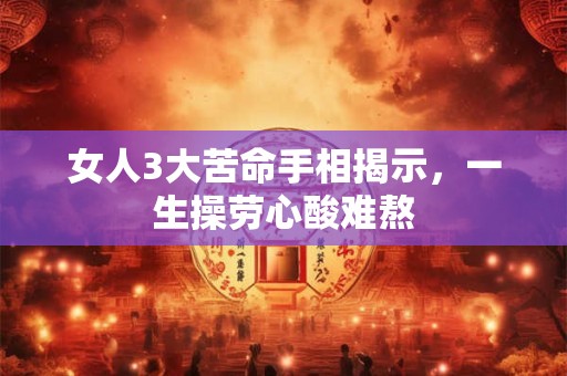 女人3大苦命手相揭示，一生操劳心酸难熬