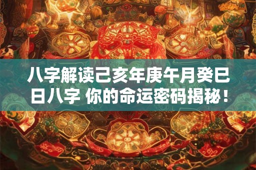 八字解读己亥年庚午月癸巳日八字 你的命运密码揭秘！
