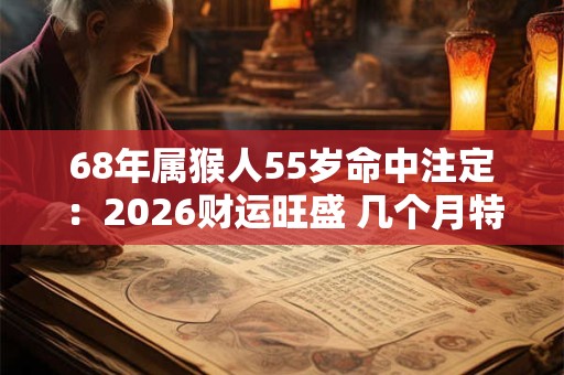 68年属猴人55岁命中注定：2026财运旺盛 几个月特别值得期待