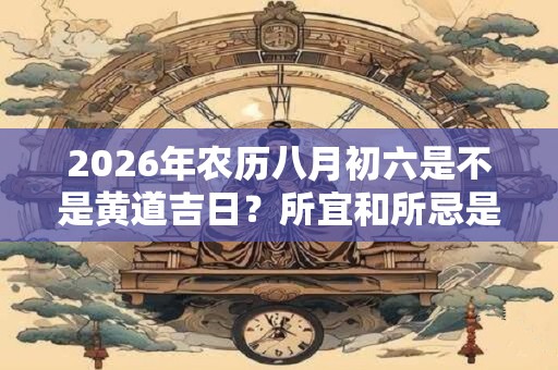 2026年农历八月初六是不是黄道吉日？所宜和所忌是什么？