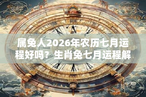 属兔人2026年农历七月运程好吗？生肖兔七月运程解析