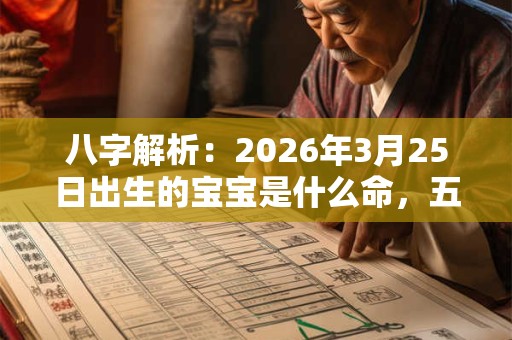 八字解析：2026年3月25日出生的宝宝是什么命，五行缺什么