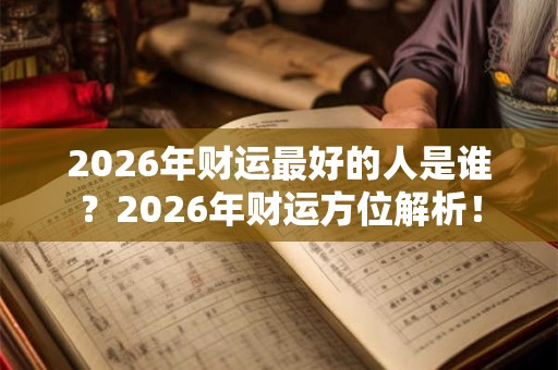 2026年财运最好的人是谁？2026年财运方位解析！