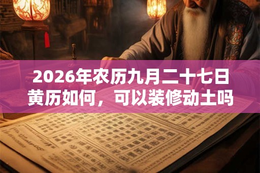 2026年农历九月二十七日黄历如何，可以装修动土吗？