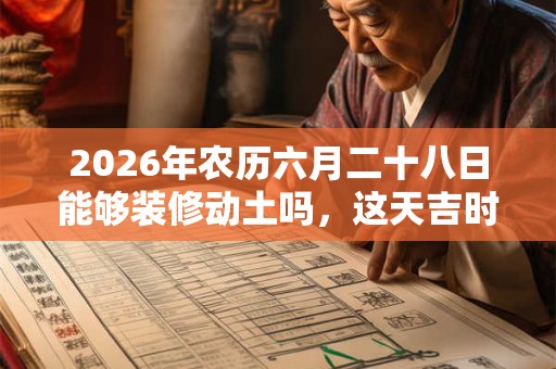 2026年农历六月二十八日能够装修动土吗，这天吉时有哪些？