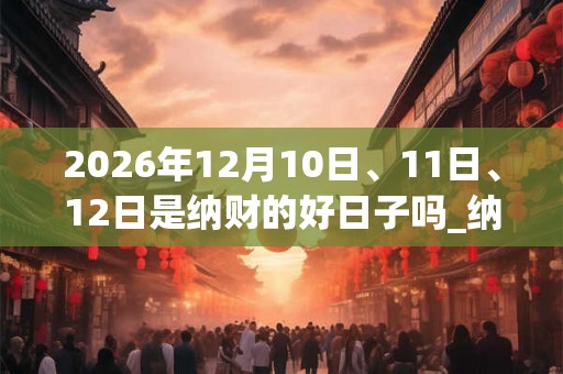 2026年12月10日、11日、12日是纳财的好日子吗_纳财可以吗