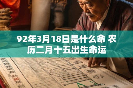 92年3月18日是什么命 农历二月十五出生命运