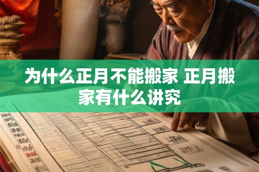 为什么正月不能搬家 正月搬家有什么讲究