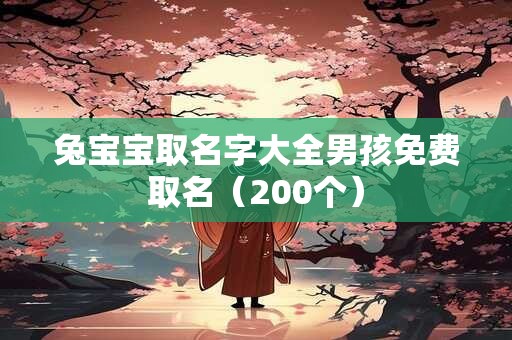 兔宝宝取名字大全男孩免费取名（200个）