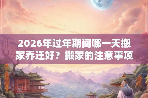2026年过年期间哪一天搬家乔迁好？搬家的注意事项一览！