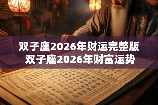 双子座2026年财运完整版 双子座2026年财富运势