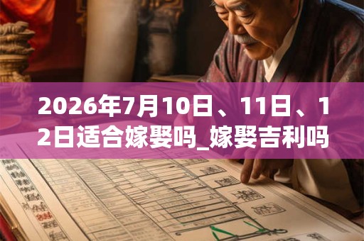 2026年7月10日、11日、12日适合嫁娶吗_嫁娶吉利吗