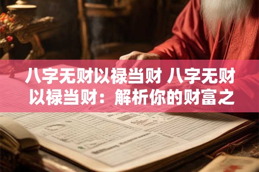 八字无财以禄当财 八字无财 以禄当财：解析你的财富之路