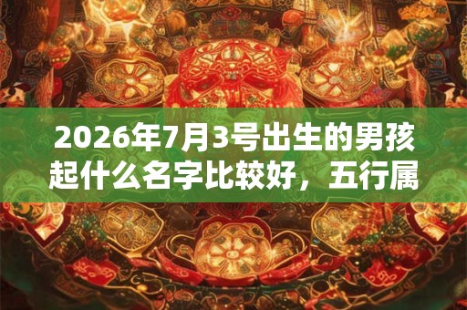 2026年7月3号出生的男孩起什么名字比较好，五行属什么