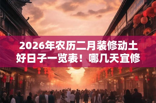 2026年农历二月装修动土好日子一览表！哪几天宜修造