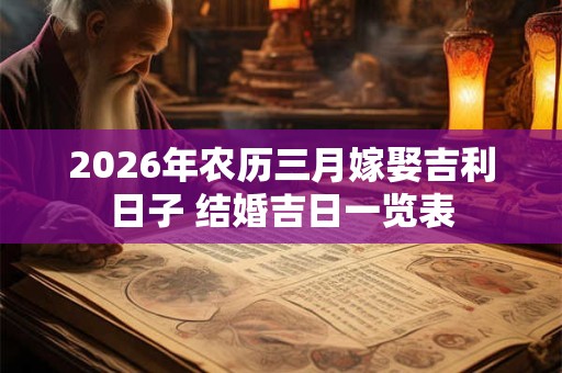 2026年农历三月嫁娶吉利日子 结婚吉日一览表