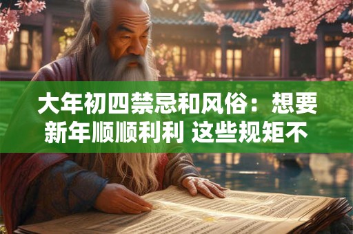 大年初四禁忌和风俗：想要新年顺顺利利 这些规矩不能忘记！
