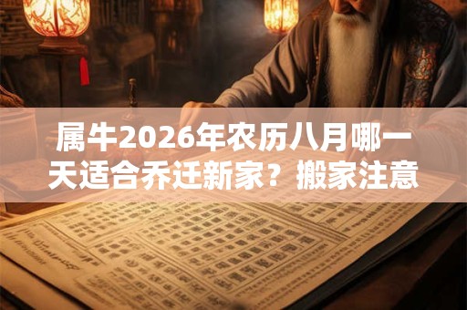 属牛2026年农历八月哪一天适合乔迁新家？搬家注意事项？