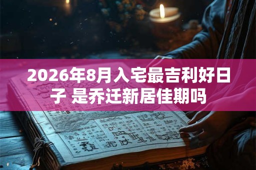 2026年8月入宅最吉利好日子 是乔迁新居佳期吗