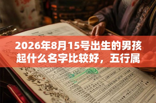 2026年8月15号出生的男孩起什么名字比较好，五行属什么