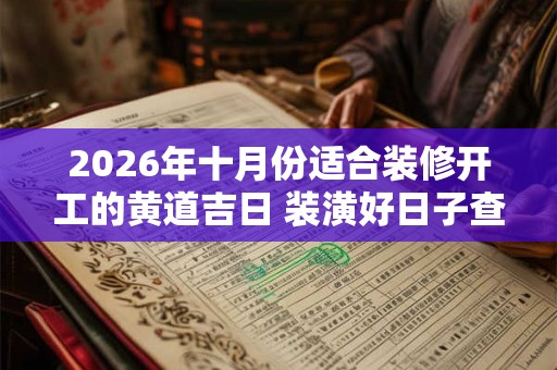 2026年十月份适合装修开工的黄道吉日 装潢好日子查询