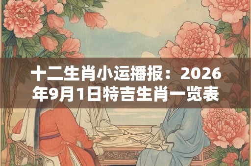 十二生肖小运播报：2026年9月1日特吉生肖一览表