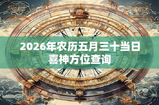 2026年农历五月三十当日喜神方位查询
