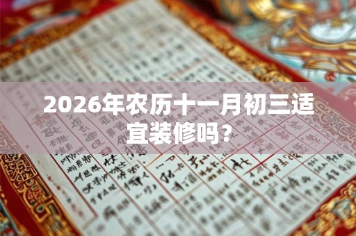 2026年农历十一月初三适宜装修吗？