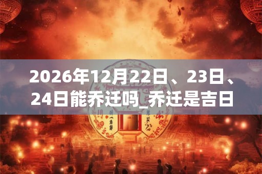 2026年12月22日、23日、24日能乔迁吗_乔迁是吉日吗