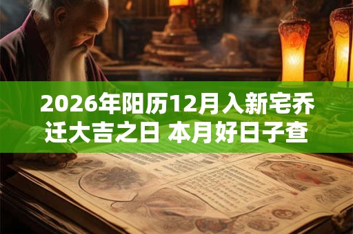 2026年阳历12月入新宅乔迁大吉之日 本月好日子查询