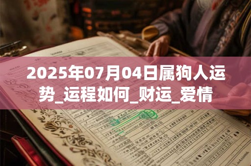 2025年07月04日属狗人运势_运程如何_财运_爱情 2025年07月04日属狗人运势_运程如何_财运_爱情