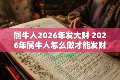 属牛人2026年发大财 2026年属牛人怎么做才能发财