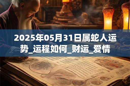 2025年05月31日属蛇人运势_运程如何_财运_爱情
