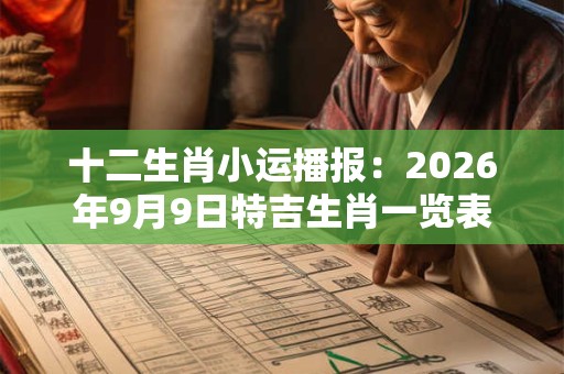十二生肖小运播报:2026年9月9日特吉生肖一览表 十二生肖小运播报:2026年9月9日特吉生肖一览表