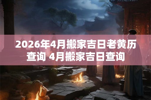2026年4月搬家吉日老黄历查询 4月搬家吉日查询