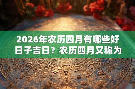 2026年农历四月有哪些好日子吉日？农历四月又称为什么月？