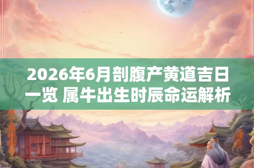 2026年6月剖腹产黄道吉日一览 属牛出生时辰命运解析！