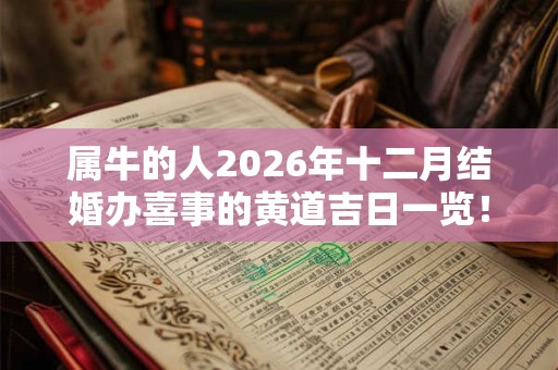 属牛的人2026年十二月结婚办喜事的黄道吉日一览！