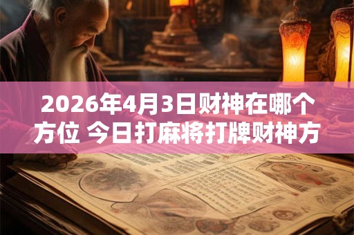 2026年4月3日财神在哪个方位 今日打麻将打牌财神方位！