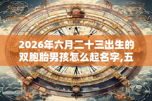 2026年六月二十三出生的双胞胎男孩怎么起名字,五行属什么？