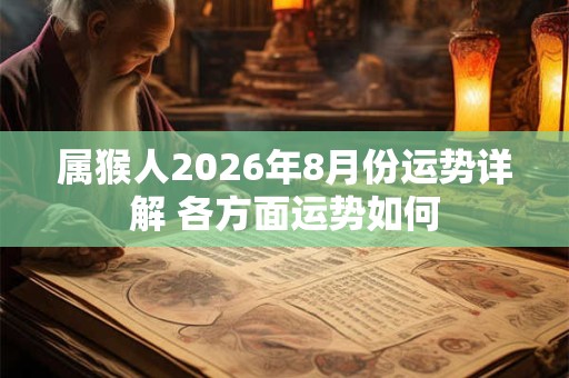 属猴人2026年8月份运势详解 各方面运势如何