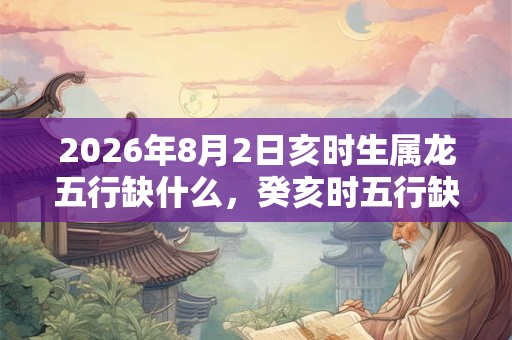 2026年8月2日亥时生属龙五行缺什么，癸亥时五行缺什么