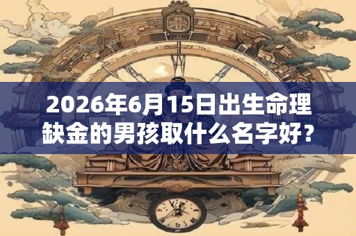 2026年6月15日出生命理缺金的男孩取什么名字好？