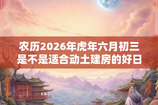 农历2026年虎年六月初三是不是适合动土建房的好日子？