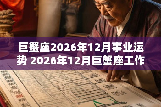 巨蟹座2026年12月事业运势 2026年12月巨蟹座工作运程详解 巨蟹座2026年12月事业运势 2026年12月巨蟹座工作运程详解