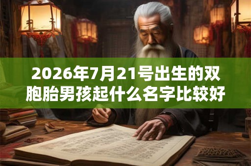 2026年7月21号出生的双胞胎男孩起什么名字比较好，五行属什么
